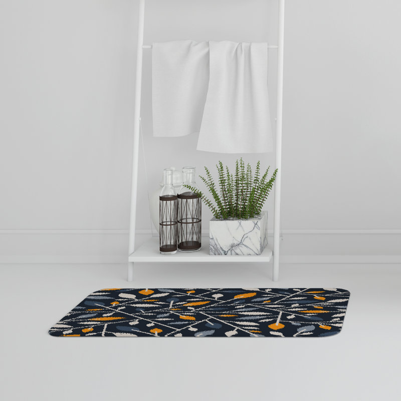 Cordella Non-Slip Bath Rug,  Dark Blue Floral