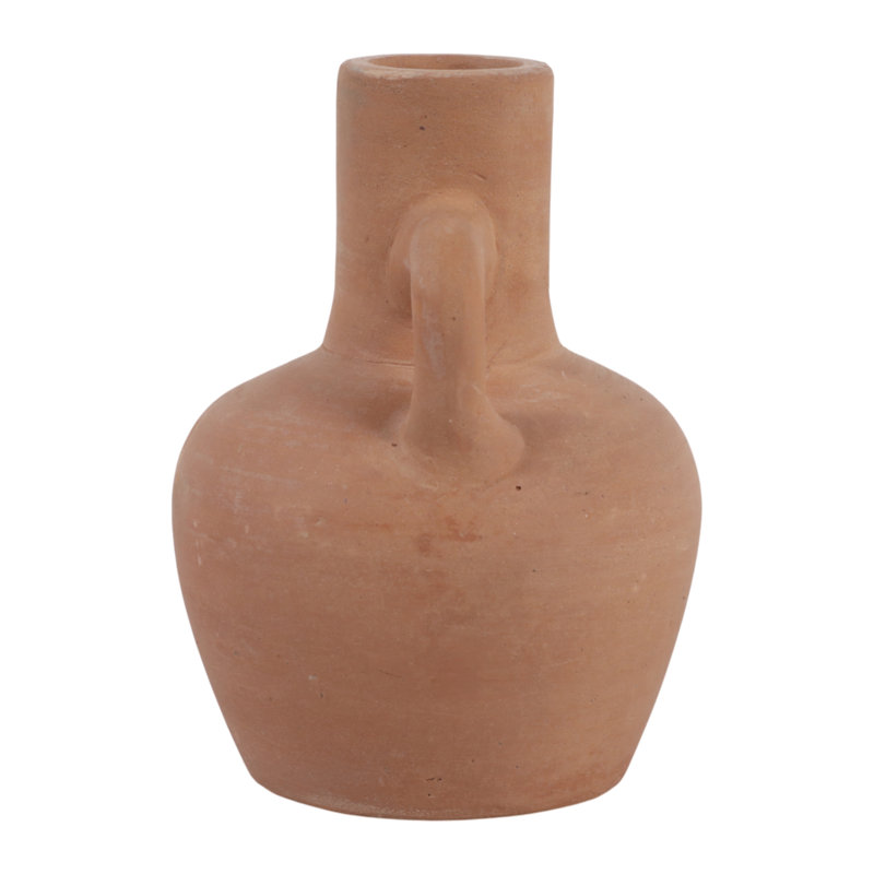 Vase décoratif décoratif en terre cuite Boho Bud - Vase à fleurs texturé avec poignées, Red