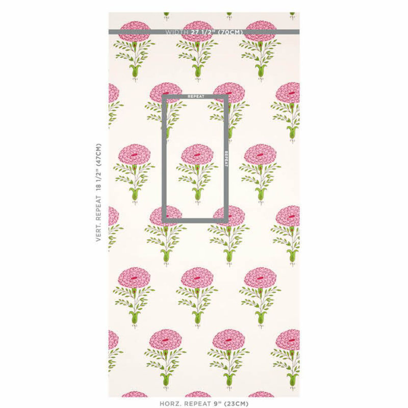 Papier peint Schumacher x Molly Mahon Marigold, Rose
