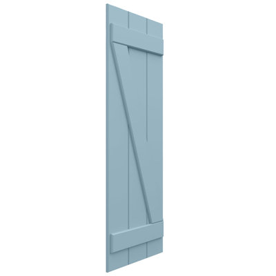 Volets à panneaux composites EnduraCore à trois planches assemblées avec barre en Z, bleu paisible (par paire - quincaillerie non incluse)