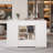Closet Island With 12 Drawers, Wardrobe Armoire Island with Glass Top and Display Shelves, White-869953757