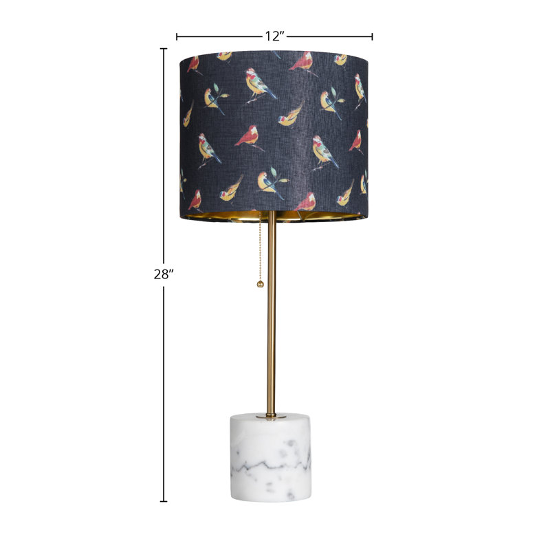 Isla 28" Black Linen Shade Table Lamp with Marble Base