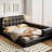 Queen Size Upholstered Bed With 2 Reading Lights, Black. High Pu Leather. Ample Room For Comfortable Sleep. Adjustable Headboard Black Platform Lights. Leather Upholstery. Spacious And Serene-458999030