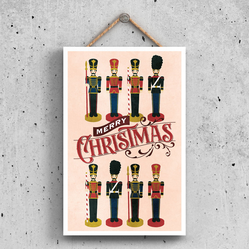 Xmas Merry Christmas Nutcracker Wooden Plaque, 28.5cm H x 18.5cm W x 0.9cm D