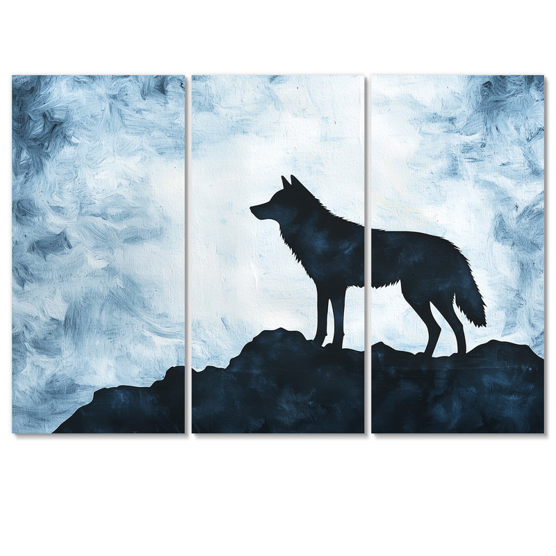 «Forest Wolf Guardian of the Woods IV», ensemble de reproductions d'art mural loup, 60" H x 84" W, Toile tendue