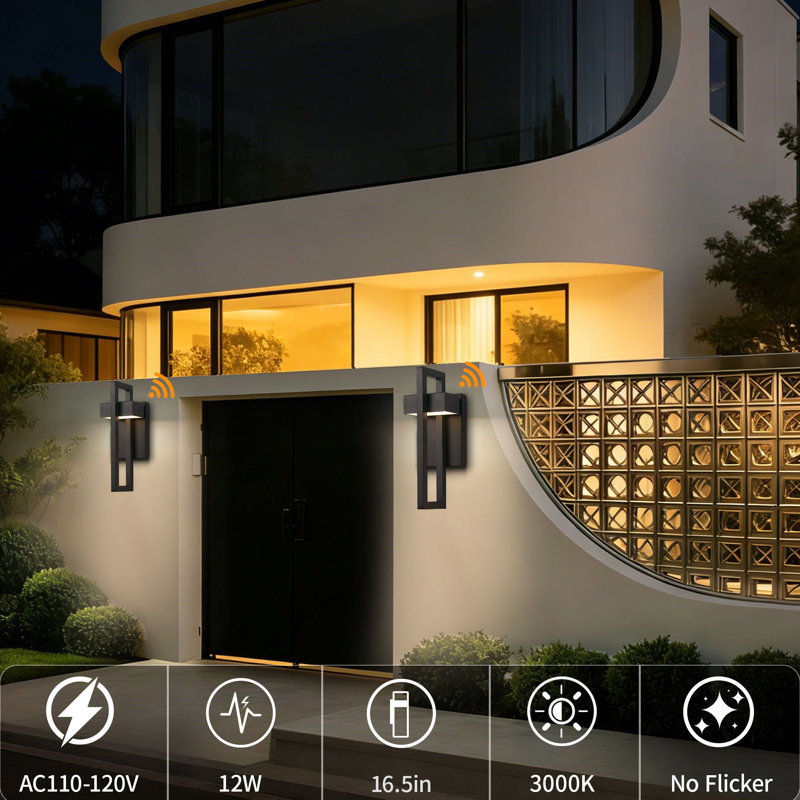 Modern LED Outdoor Wall Sconce Unique LED Wall Lighting (Set of 2)