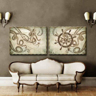 « sea anchor & shipment », ensemble de 2 reproductions d’art sur toiles tendues