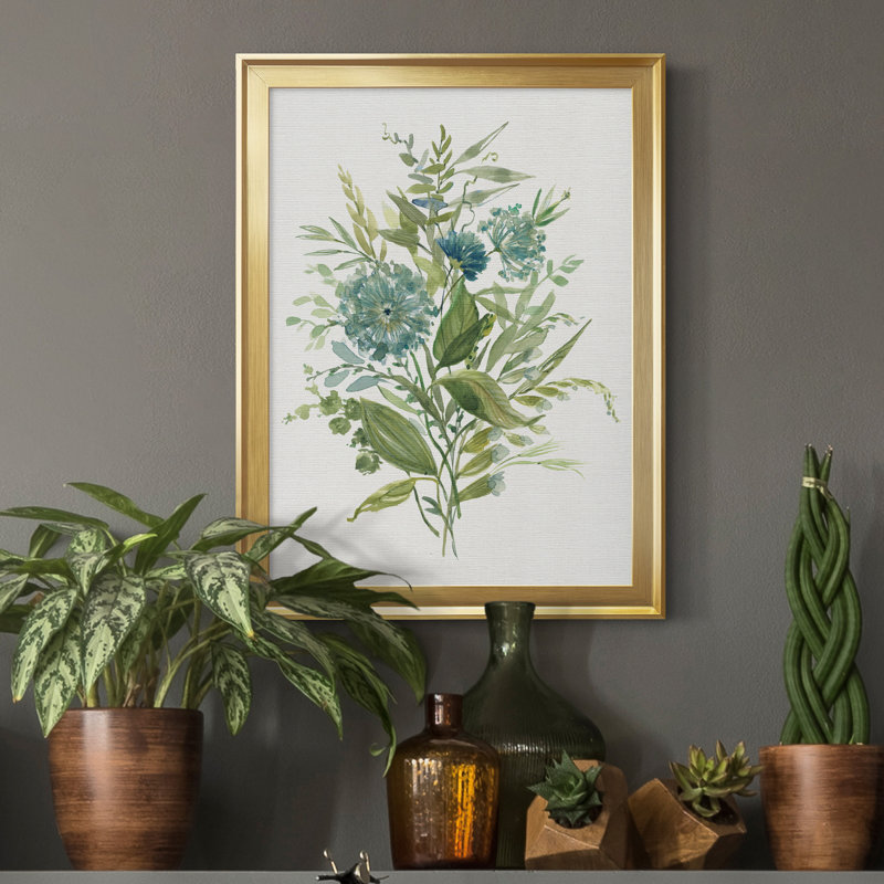 Greenery II - Peinture sur toile encadrée, H 22,5 po x l 30,5 po x P 1,5 po, Or