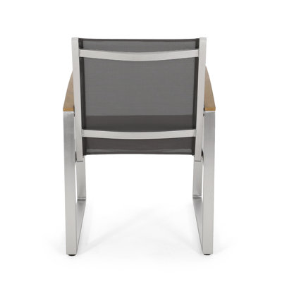 Chaise de salle à manger - aluminium gris, 21,8 po de profondeur, 24,88 po de largeur, 32,88 po de hauteur, 10,47 lb Patio tendance avec siège et dossier en filet, rouille - structure en aluminium, rouille élégante X