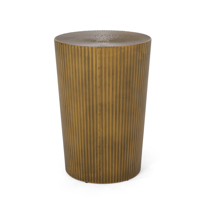 Rubel Iron Top End Table, Gold Brush Antique