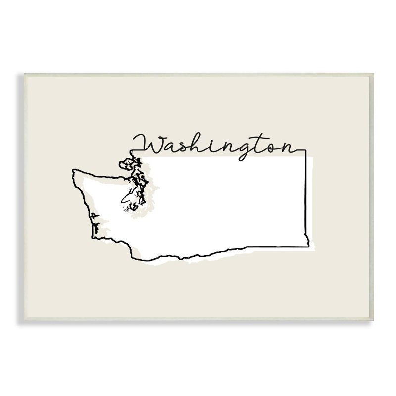 «Washington Home State Map Neutral Design», impression sur toile, H 10 po x l 15 po x P 0,5 po, Plaque murale