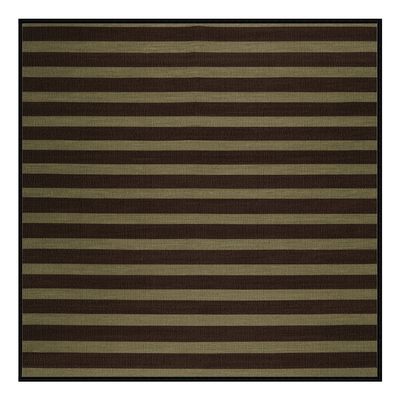 Tapis noir à rayures horizontales lavable à la machine, Carré 7 pi