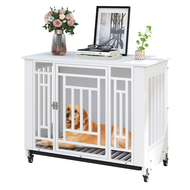 Meuble pour chien avec cage amovible Balconera, H 29,3 po x l 38,2 po x P 26 po, Blanc