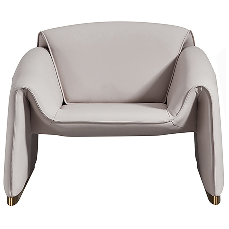 Fauteuil d'appoint en cuir véritable American Eagle Design EK-Y1011, Gris rosé / cuir véritable / similicuir