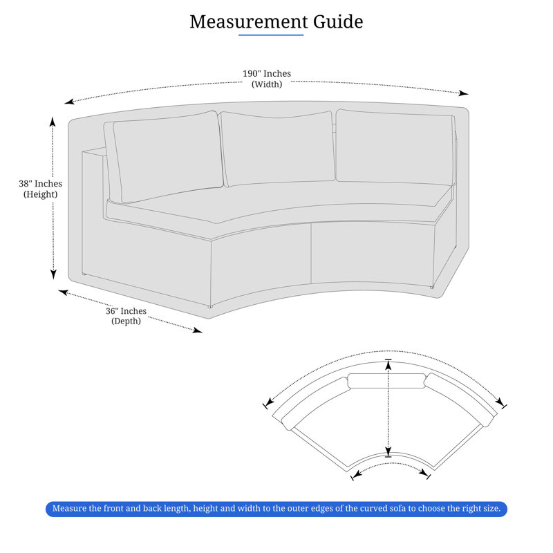 Weatherproof Patio Curved Sectional Sofa Cover, Afrahim Curved Patio Sofa Cover, Cover for Curved Sofa, Blue