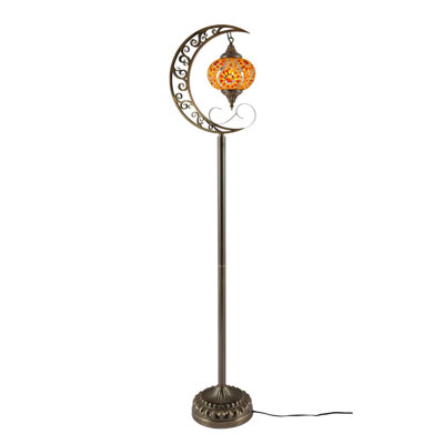 Lampe sur pied en mosaïque en verre teinté Turkish Moon