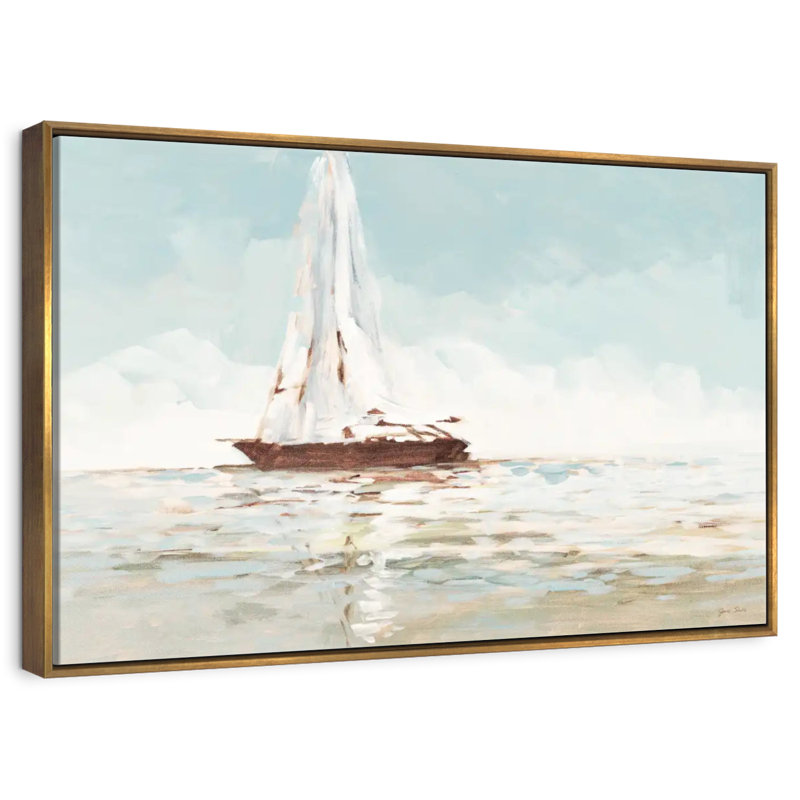 Voilier, Cadre flottant doré, 37 po x 25 po