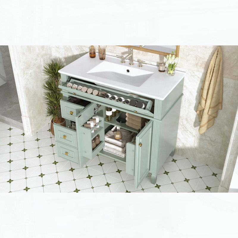 Meuble-lavabo 36 po avec lavabo, Vert