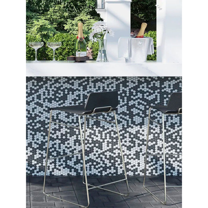 Carrelage rond noir et blanc 11 x 12 Noir Luxe