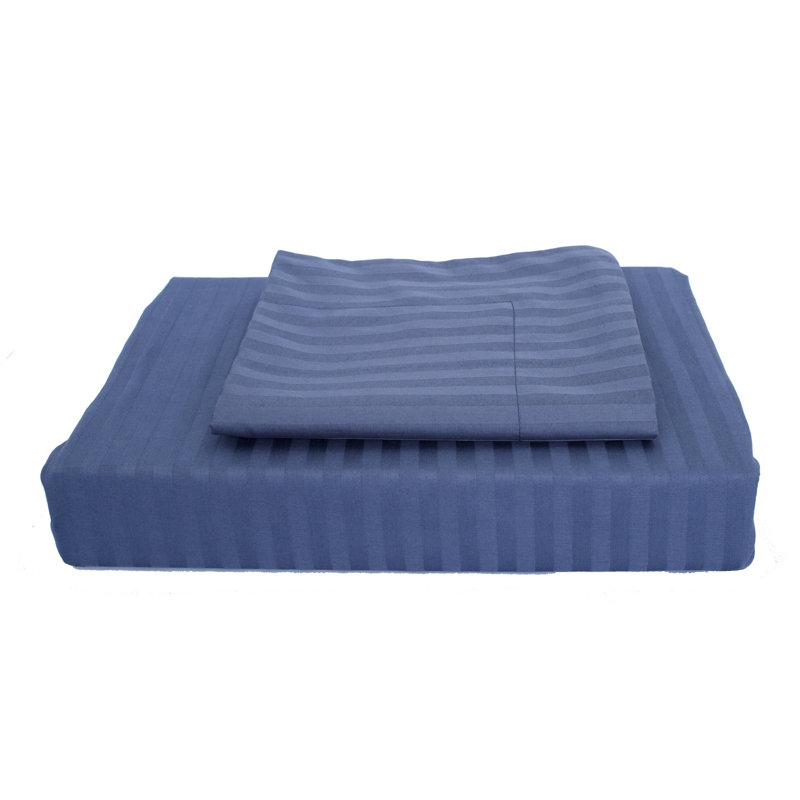 Ensemble de draps 100% coton 400 fils 400 fils de qualité égyptienne, Simple, Bleu marine