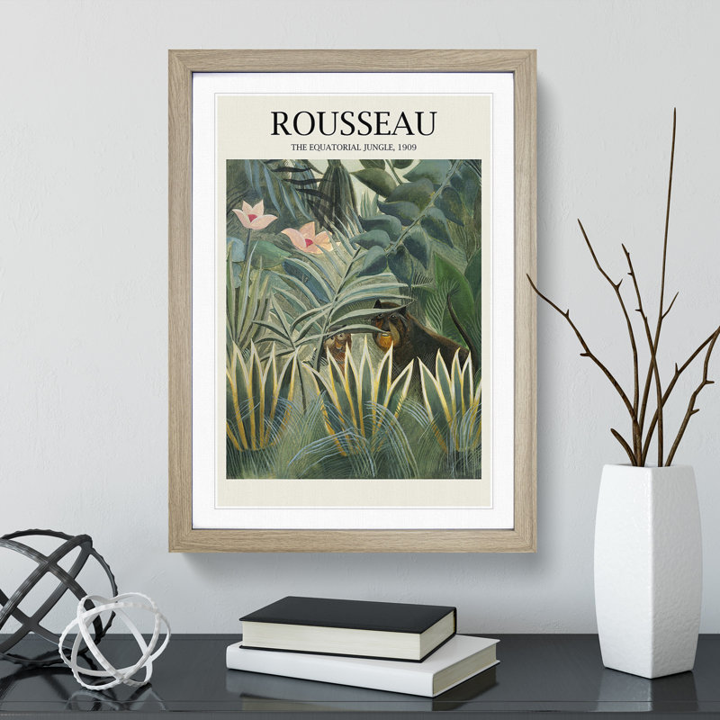 The Equatorial Jungle by Henri Rousseau - Picture Frame Painting, Oak Framed, 65cm H x 48cm W x 2cm D