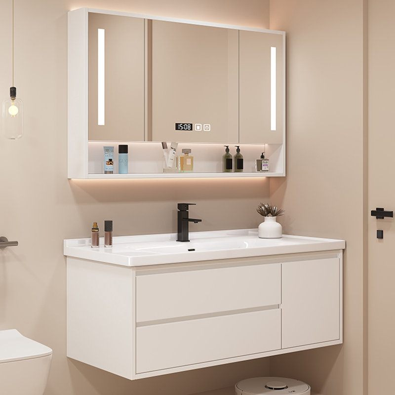 Armoire de salle de bain simple de style crème.