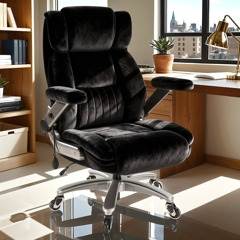600LBS Fabric Big and Tall Executive Office Chair with 5D Flip Arms and Pocket Spring Cushion, Ergonomic Heavy Duty Desk Chair with Lumbar Support,High Back Cloth Computer Chair,Rubber Wheels