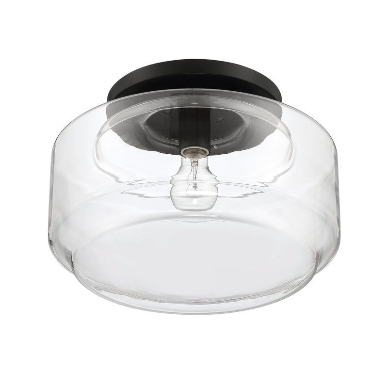 Plafonnier semi-encastré 1 lumière Peri, Noir, H 9,13 po x l 14 po x P 14 po