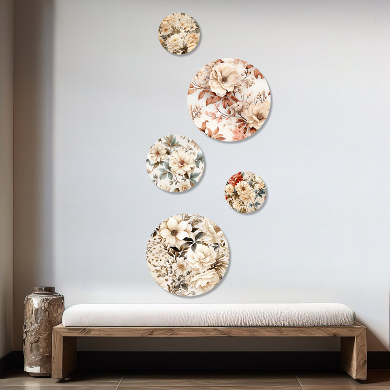 Thatcham - Ensemble d'art mural rond 5 plantes
