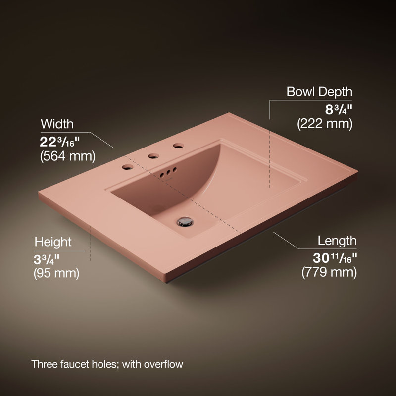 Memoirs® Stately Pedestal/Console Table Bathroom Sink Basin with Single Faucet-hole Drilling, Peach Blow, 8" Centers
