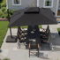 Parasol rectangulaire Sil 11 pi x 9 pi, base avec contrepoids incluse