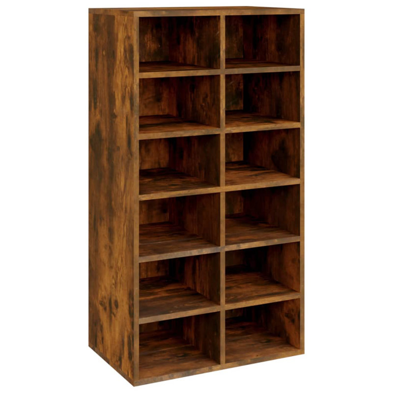 12 Pair Shoe Rack, Smoked Oak
