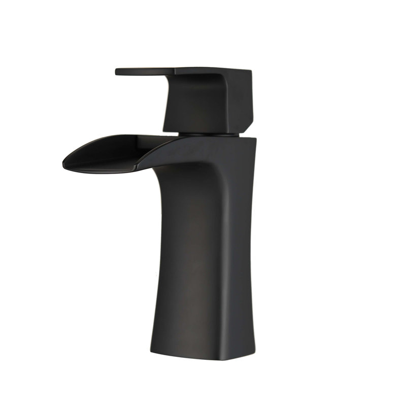 Robinets de lavabo pour salle de bain à poignée simple Waterfall, Noir mat