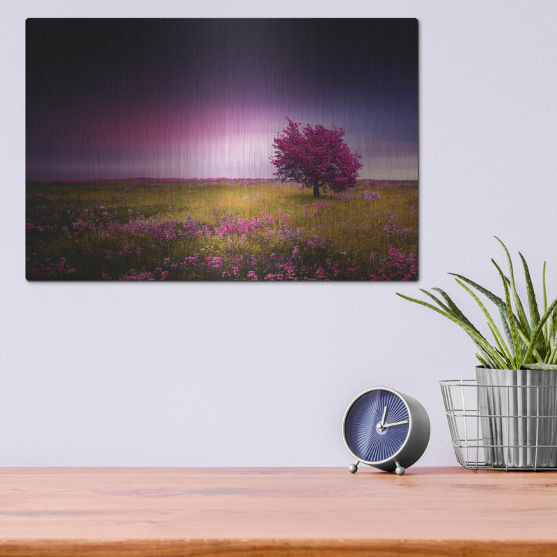 «Pink Nights», art mural en métal, 36 po x 24 po, H 12 po x l 16 po