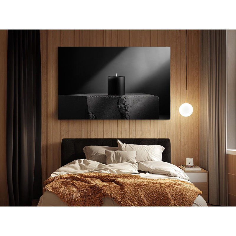 «Black and White Minimalist Black Candle», reproduction sur toile de haute qualité - décoration murale fabriquée à la main - art élégant - cadeau - décoration murale, reproduction de peinture