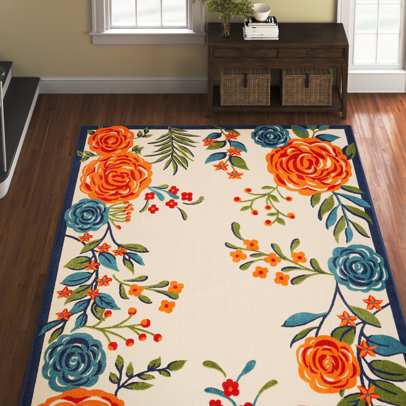 Aloha  Floral Multicolor Indoor/Outdoor Area Rug, Rectangle 9' x 12'