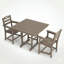 Space Saving Patio Dining Sets, Hdpe Rustic 3 Piece Set For Patio