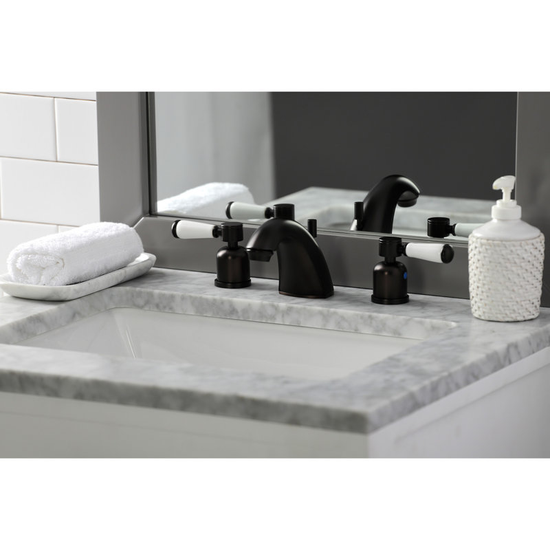 Kingston Brass Paris Two-Handle 3-Hole Deck Mount Widespread Bathroom Faucet with Retail Pop-Up Drain, Oil Rubbed Bronze