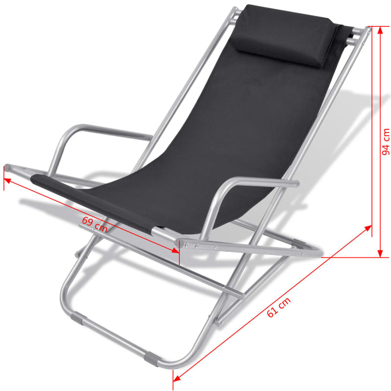 Addyson Folding Beach Chair, Black