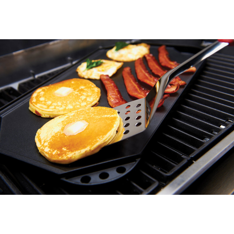 Black Aluminum Non-Stick Barbecue Griddle, 10.75" x 19"