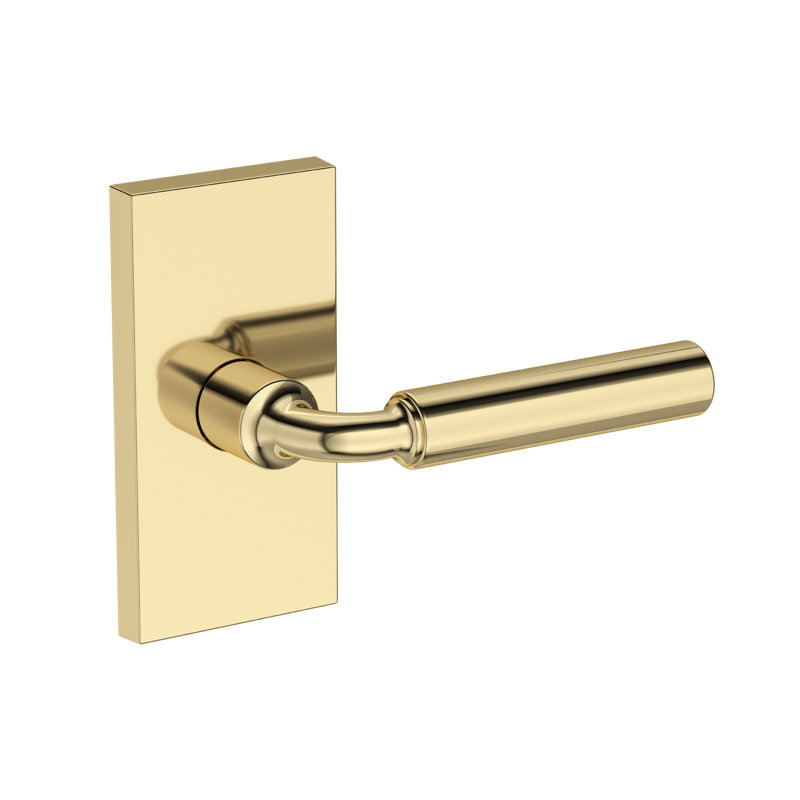 La Conner Half Dummy Lever with Contemporary 5in Rose in Polished Chrome, Unlacquered Brass