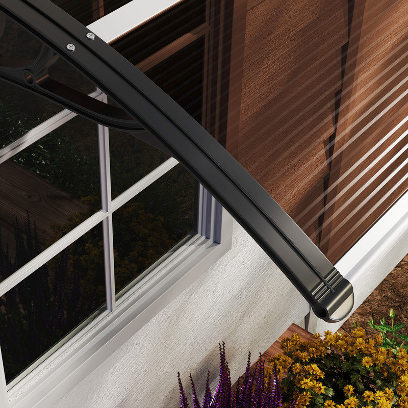 CLIY 75cm W Polycarbonate Cover Retractable Door / Window Awning, 23cm H x 75cm W x 100cm D