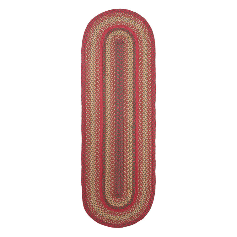 Burkleigh Farmhouse Braided Red Jute Area Rug