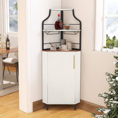 Armoire de bar de coin 59,05 po avec porte-bouteilles et lumières