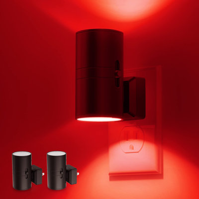LED Night Light With Light Sensor - Red, Dimmable, Sleep Aid For Christmas, Holiday Decor, Hallway, Bedroom - Plug Into Wall, 2 Pack