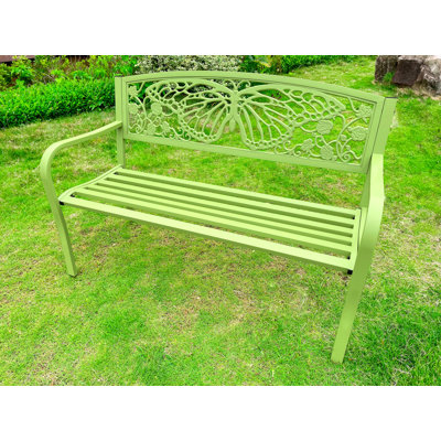 Banc de jardin extérieur en métal 50 po avec dossier papillon