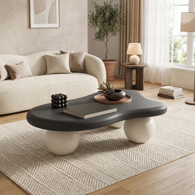 FFZ 47" Cloud Shaped Coffee Table with 3 Ball Legs and White Mdf Top