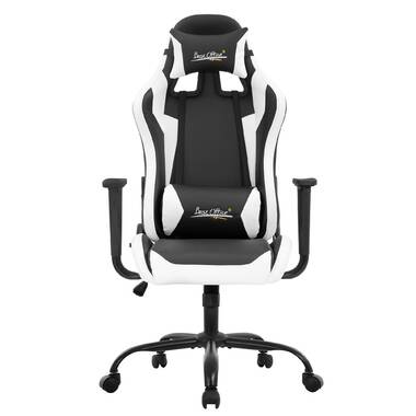 Gaming Chair Office Chair Desk Chair with Lumbar Support Headrest Armrest  Task Rolling Swivel Ergonomic E-Sports Adjustable PC Gamer Chair (White)