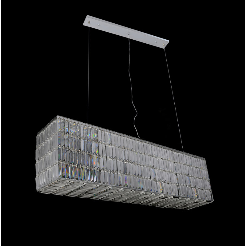 Lustre rectangulaire / carré unique à 6 lumières Blalock, Transparent