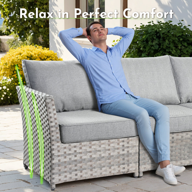 Paulsen Premium All-Weather Wicker 8 - Person Modular Patio Conversation Set with Cushions, Yes, Gray, Gray